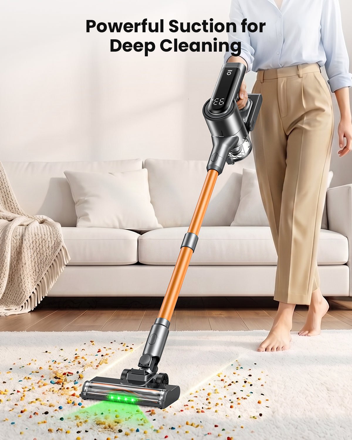 MR.EGO V8 20000pa of powerful suction. cordless vacuum features an 4-in-1 lightweight design with up to 50 minutes of runtime and This rechargeable cordless vacuum is ideal for carpets, tiles, pet hair, and hardwood floors.