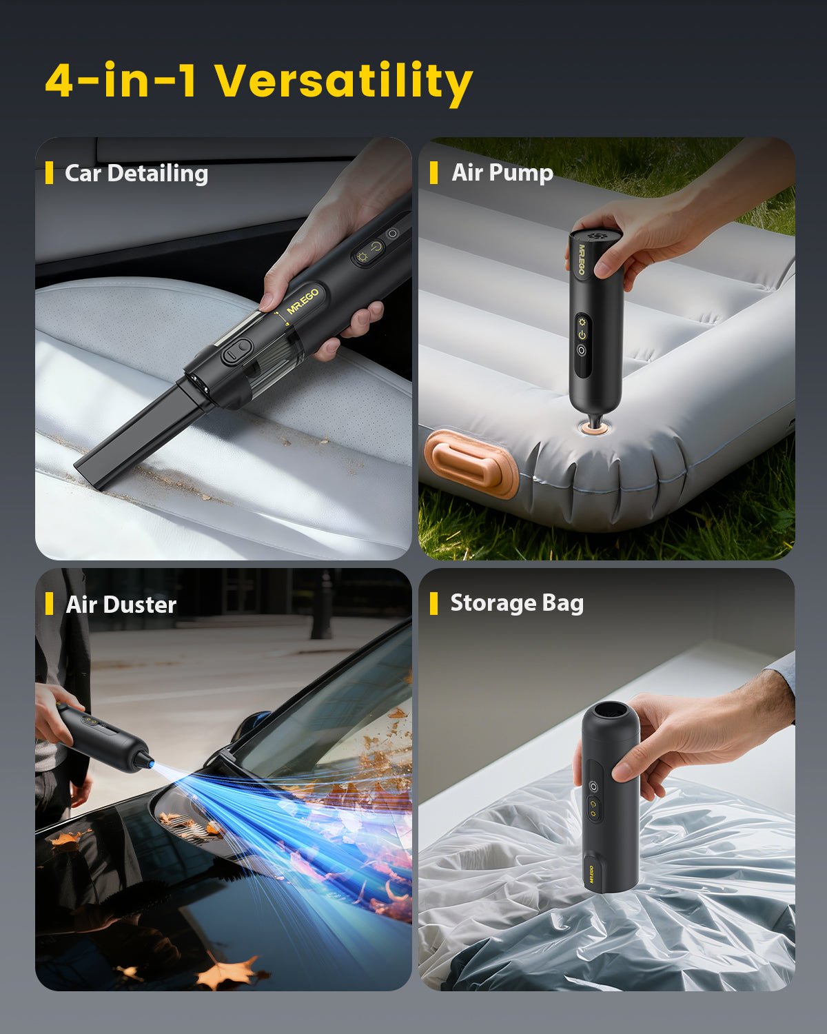 MR.EGO 2-In-1 Car Vacuum With Dust Light V2