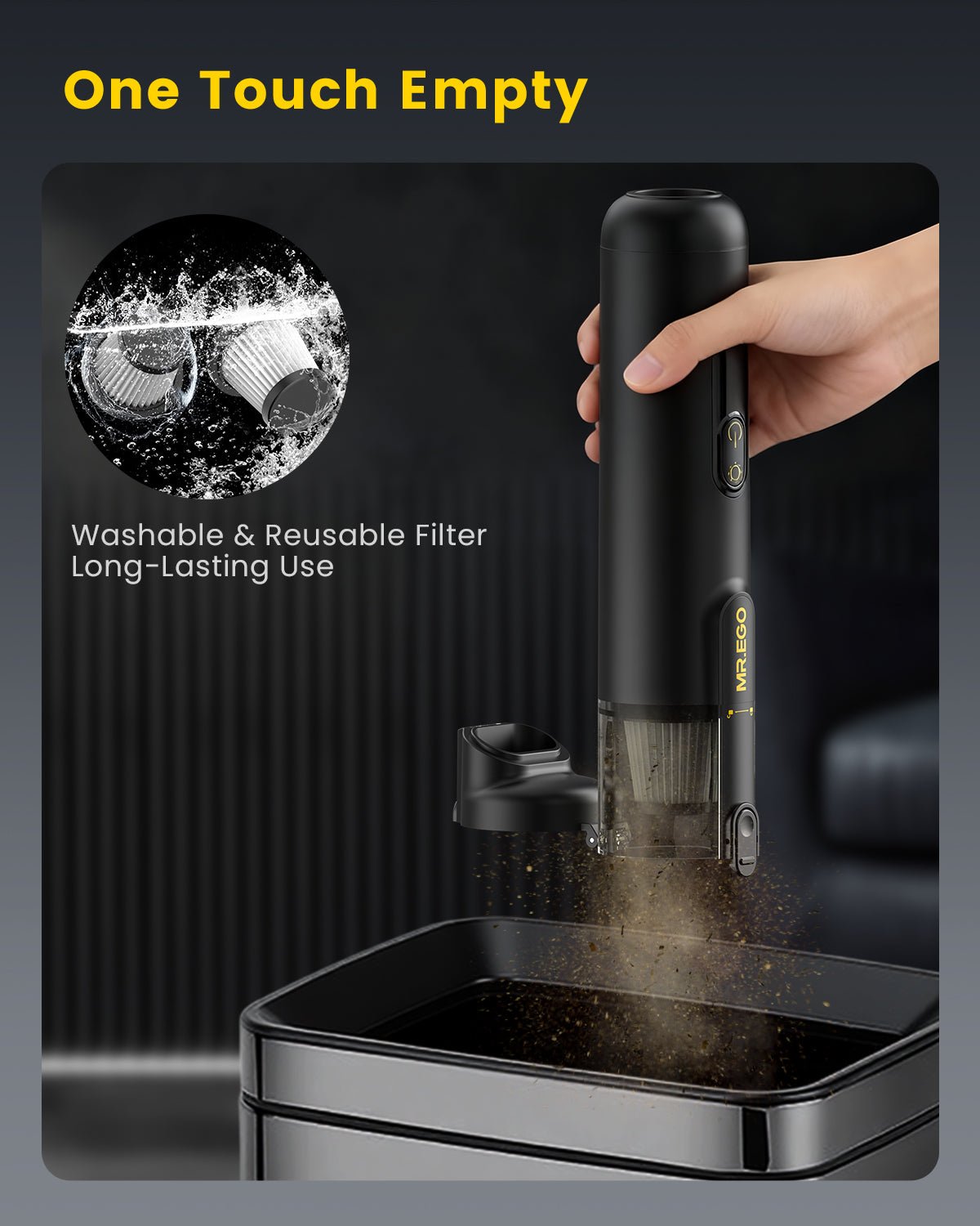 MR.EGO 2-In-1 Car Vacuum With Dust Light V2