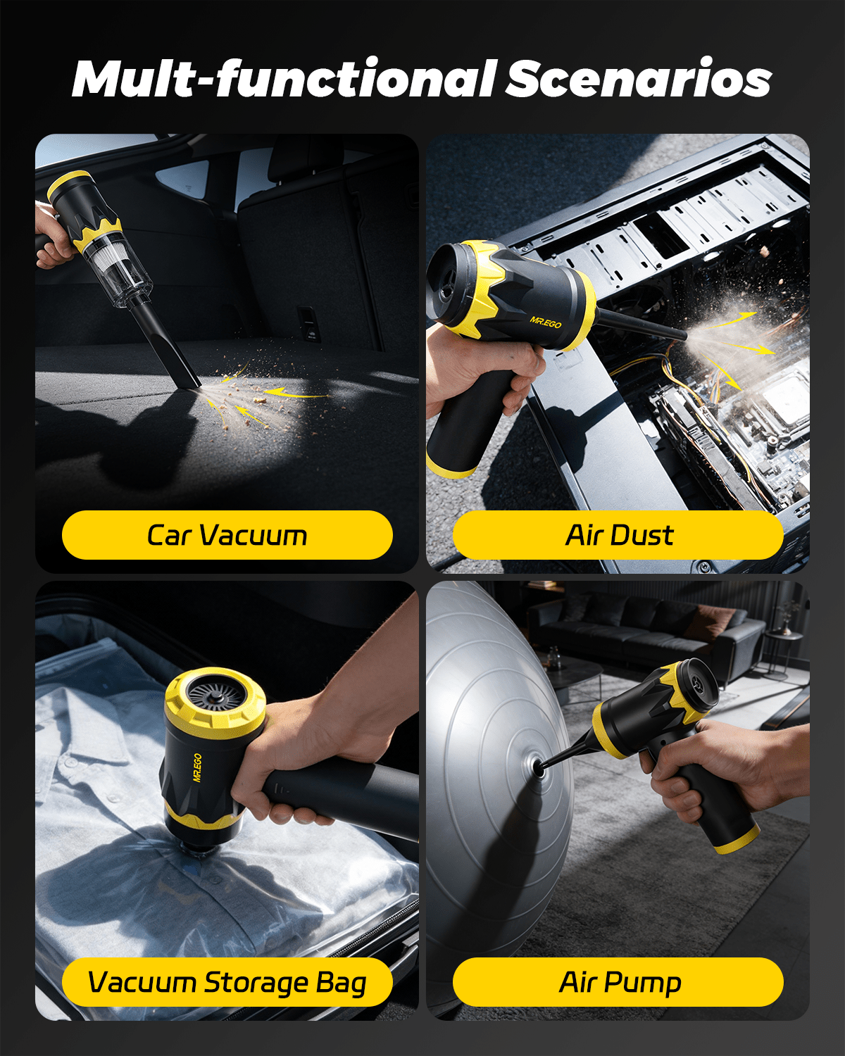 MR.EGO ZX-508 Cordless Car Vacuum Powerful Handheld Cleaning