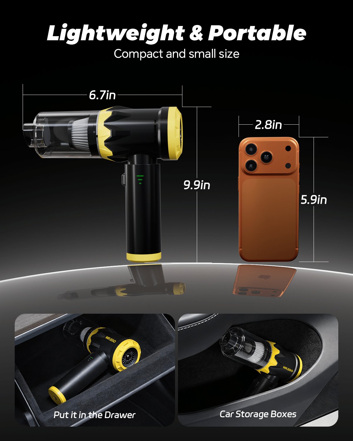 MR.EGO ZX-508 Cordless Car Vacuum Powerful Handheld Cleaning