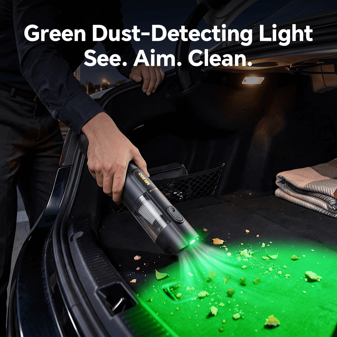 MR.EGO V2 Green Dust-Detecting Light: Illuminates hidden debris in car trunk (See. Aim. Clean. for thorough dark-space cleaning)